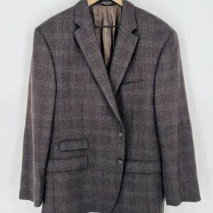Lauren Ralph Lauren Mens Business Blazer Brown Plaid 48R
